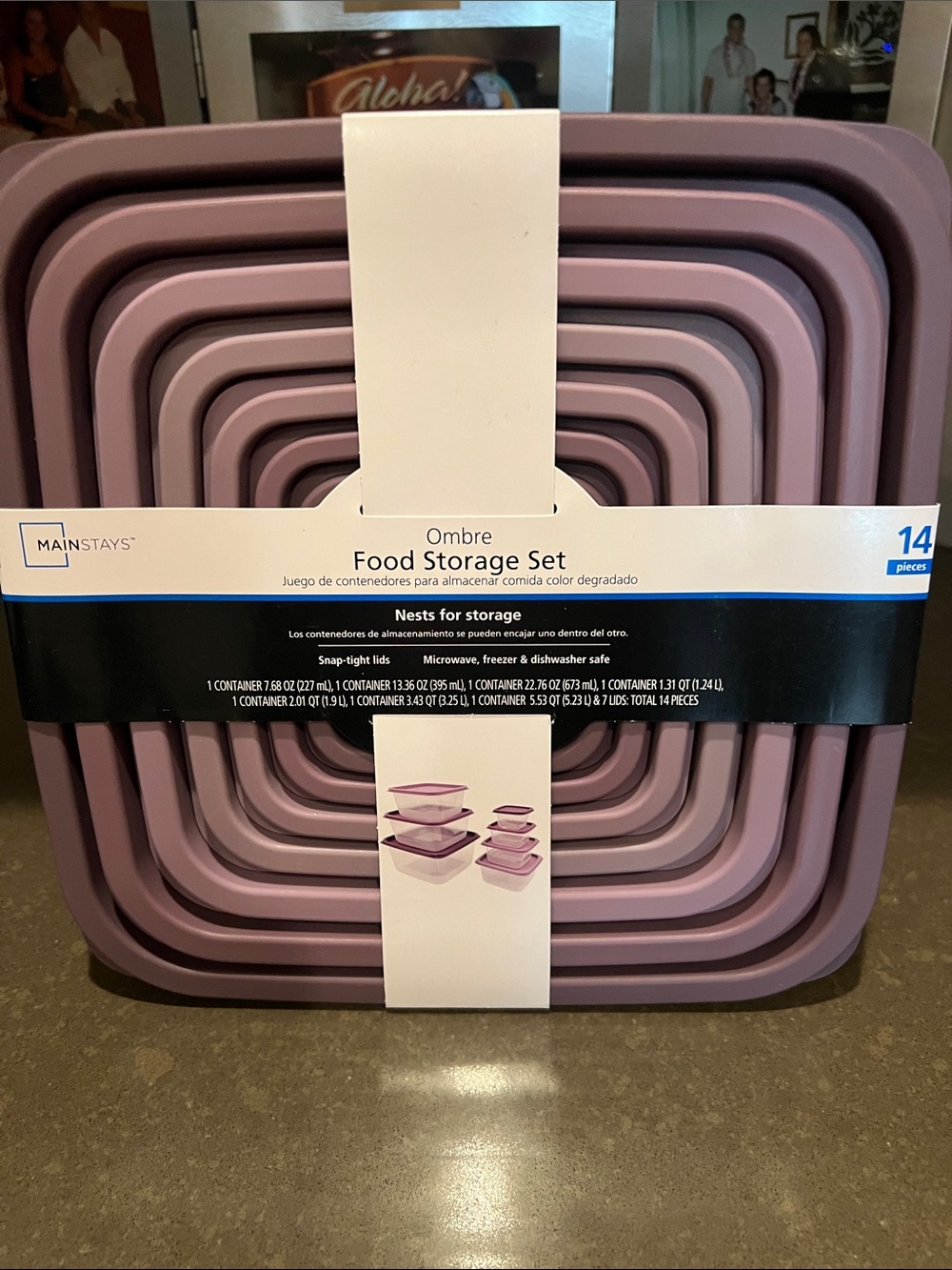 Mainstays Ombre Food Storage Set - Mauve and Lavender - 14 Piece
